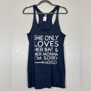 Super soft baseball mom racerback tank, size large